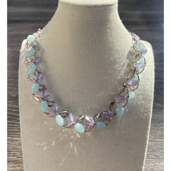 Vintage Marks & Spencer glass & Crystal Twisted Necklace M&S Necklace Sz 20” - Picture 8 of 16